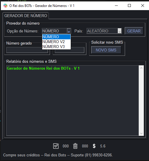 Gerador de Números e SMS